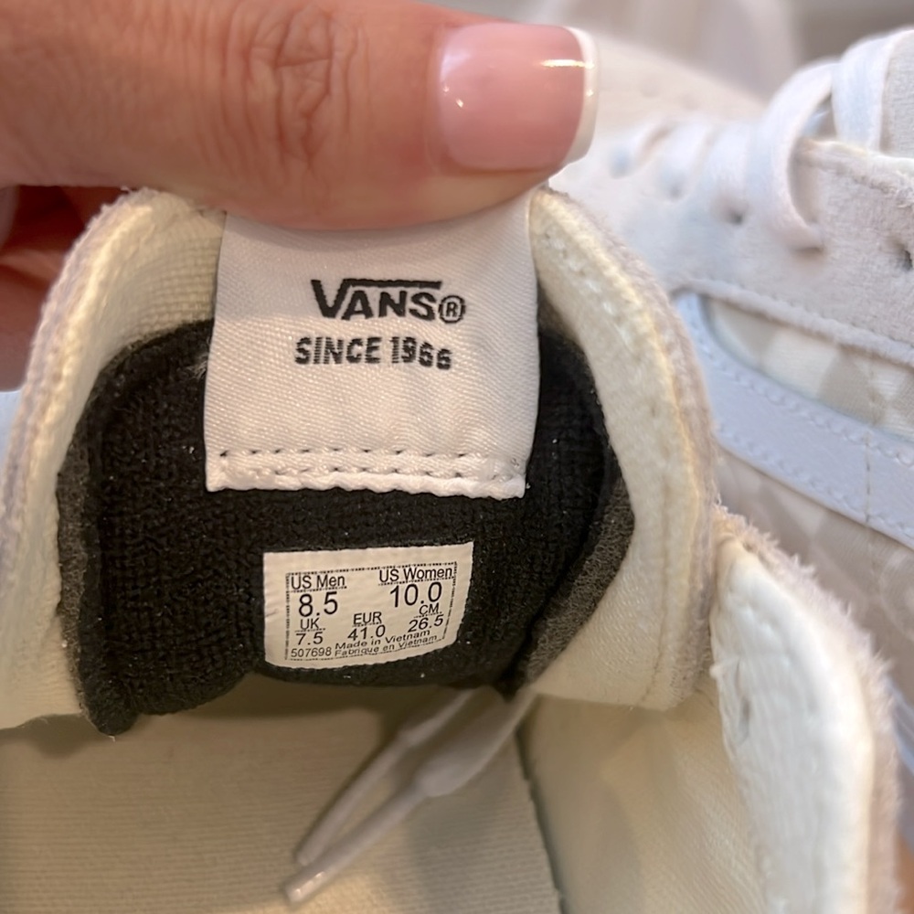 Vans Cream and White Checkered Sneakers - Picture 6 of 6